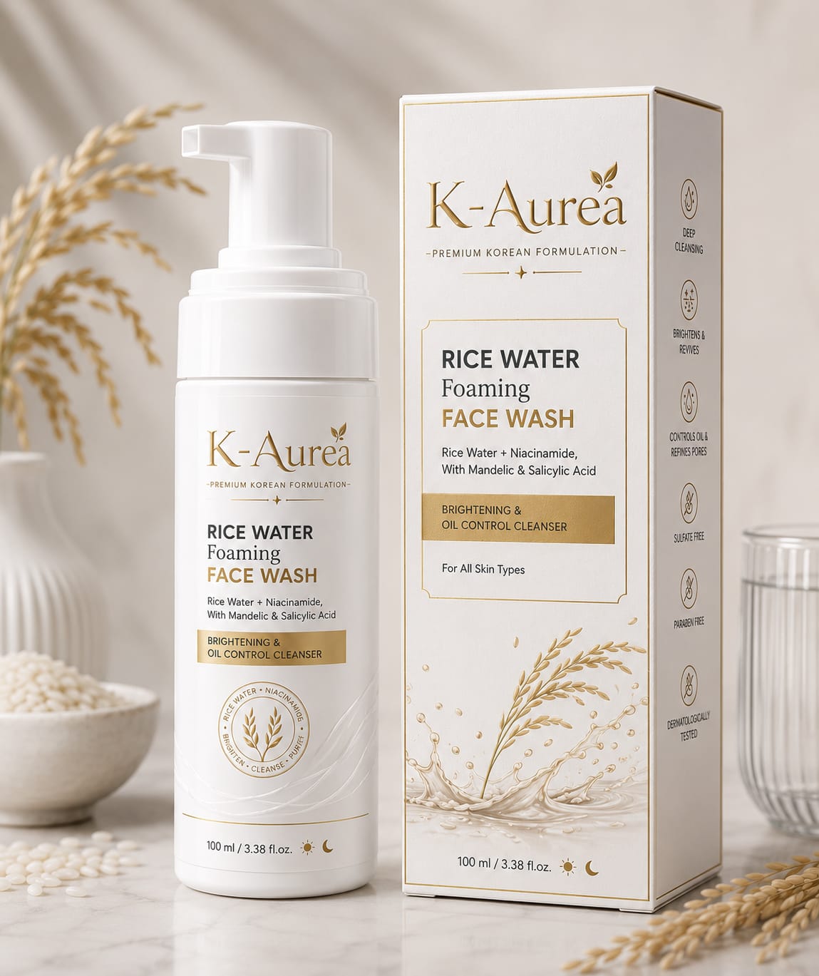 K-Aurea Rice Water Foaming Face Wash